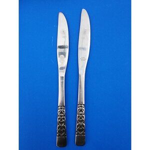 6 Vintage Nasco INTERMEZZO Stainless Flatware 4 Dinner Knives Knife MCM Korea